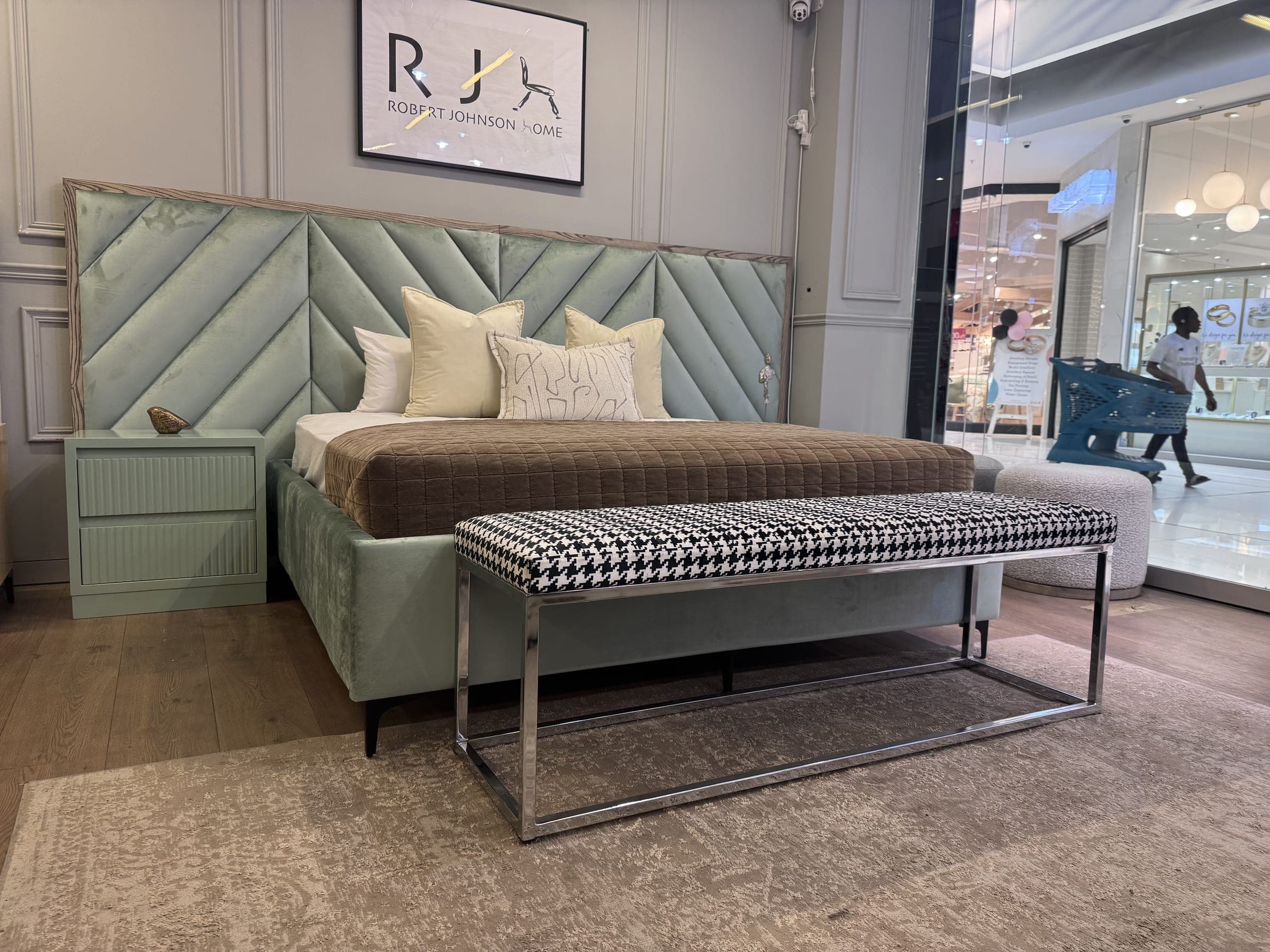 Panelled bed with matching bench
